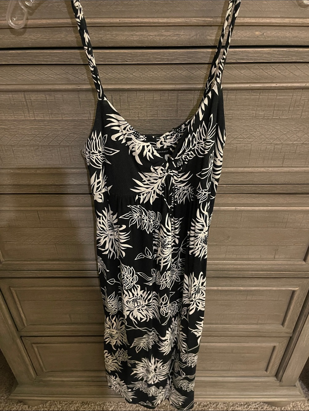 New York & Company Black and White Floral Sun Dress